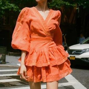 Maia Bergman Mika Wrap Dress in Tangerine Orange Size 6